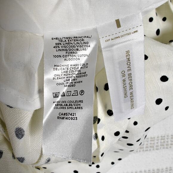 Loft White Black Polka Dot Puff Sleeve Lined Dress Size 14 NEW - Picture 7 of 8